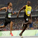 Canada's Andre De Grasse, left, and Jamaica's Usain Bolt